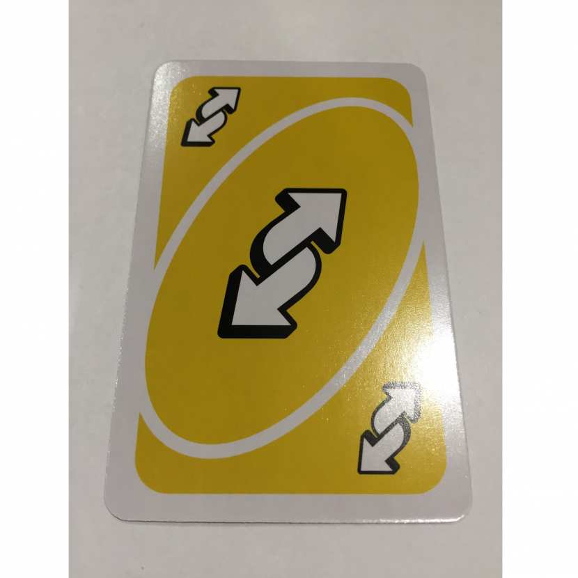 CARTE JAUNE CHANGEMENT DE SENS JEU DE SOCIÉTÉ UNO MATTEL GAMES CARTE JAUNE CHANGEMENT DE SENS JEU DE SOCIÉTÉ UNO MATTEL GAMES