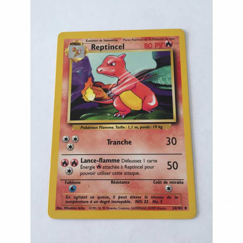 Carte pokémon Reptincel 24 102 peu commune set de base wizards