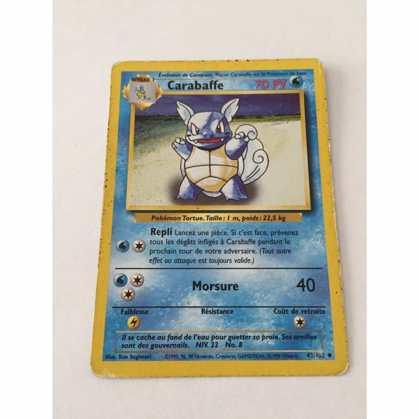 42/102 Carte pokémon carabaffe 42/102 peu commune set de base