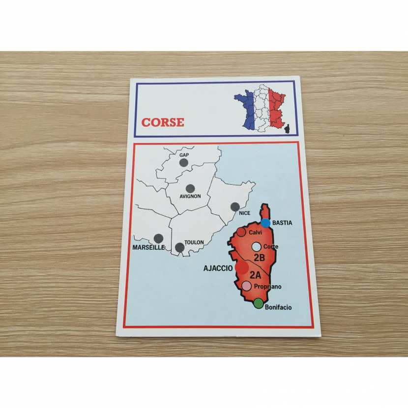 Carte région Corse pièce jeu Richesses de France édition Nathan A42