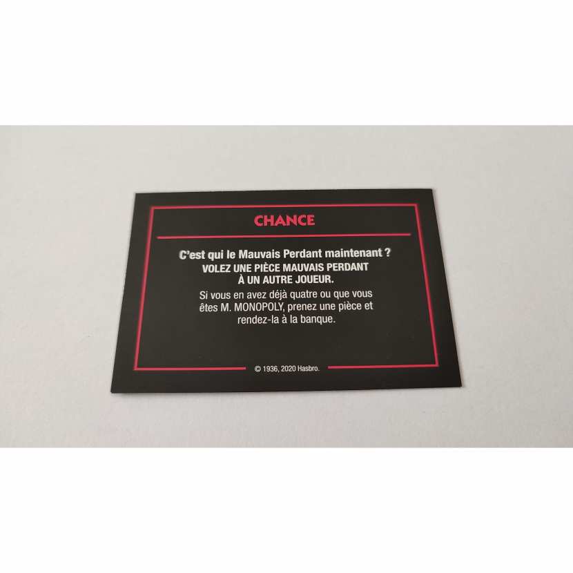 Carte Chance Mauvais perdant jeu Monopoly mauvais perdants Hasbro #B77