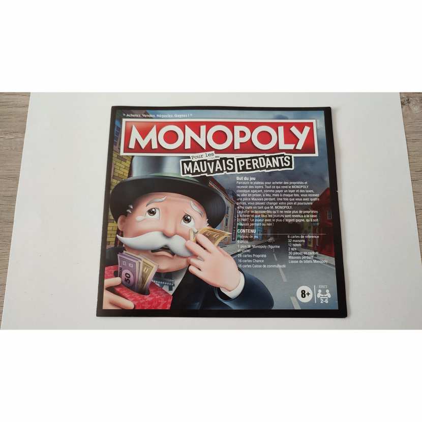 Notice R Gle Du Jeu Pi Ce D Tach E Jeu Monopoly Mauvais Perdants B