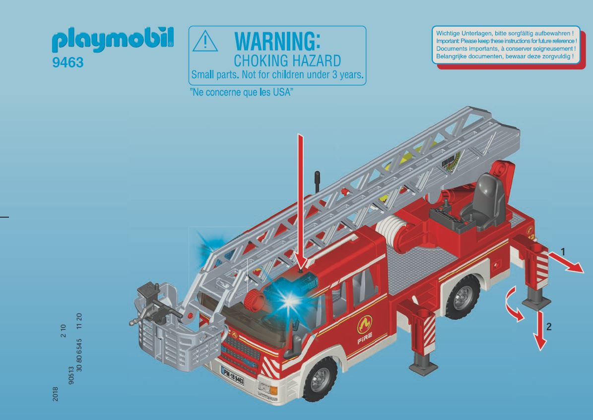 Pièce détachée set Playmobil numéro 9463 intitulé Camion de pompi